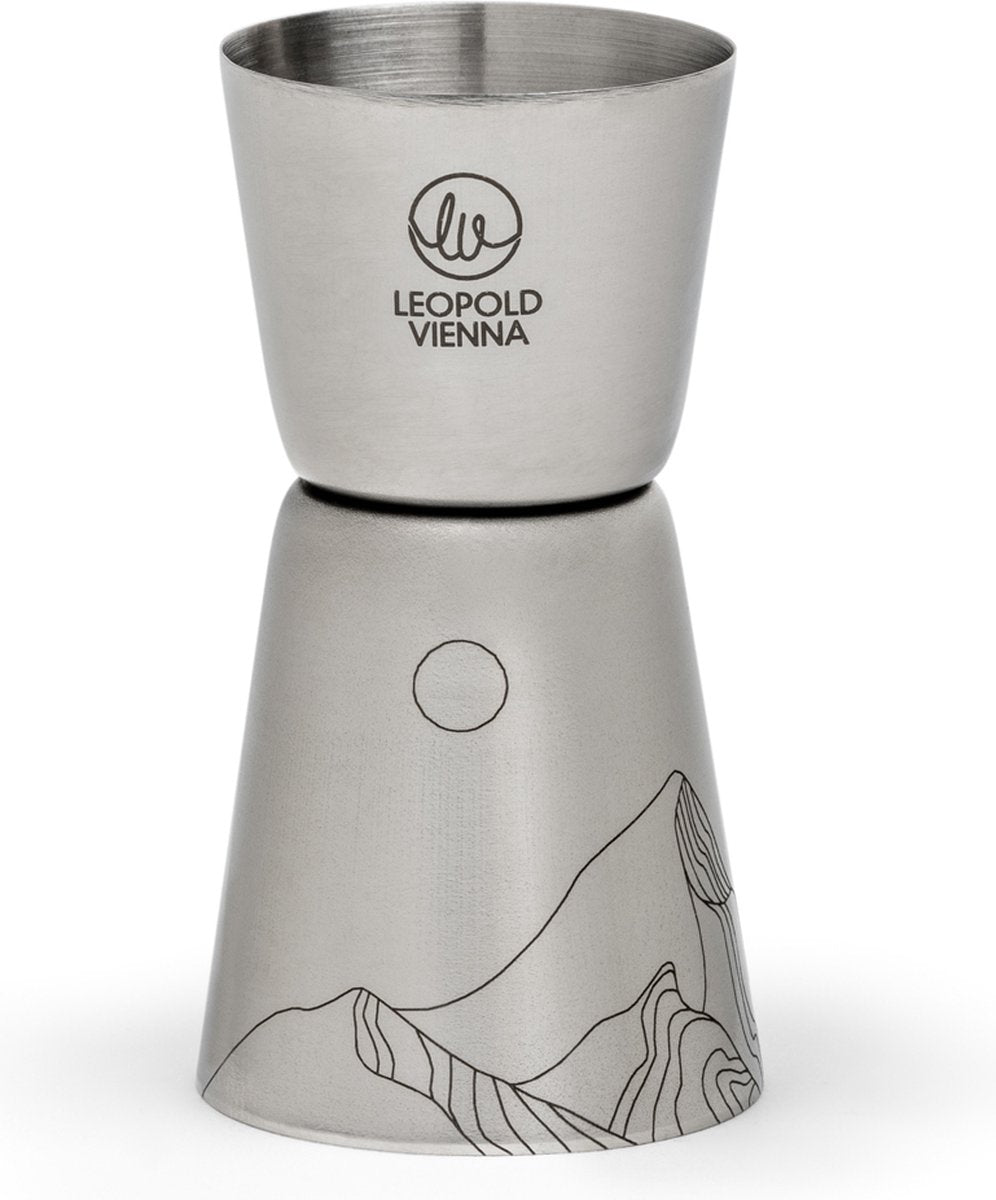 Leopold Wien – Barmaatje 20 40 ml Edelstahl-Messbecher – Pipette mit Lasergravur Bergen