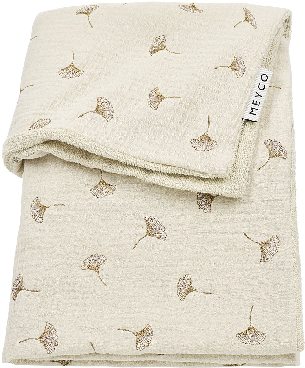 Meyco Baby-Ginkgo-Kinderbettdecke – vorgewaschen, hydrophil – weicher Sand – 75 x 100 cm – 1,5 Tog