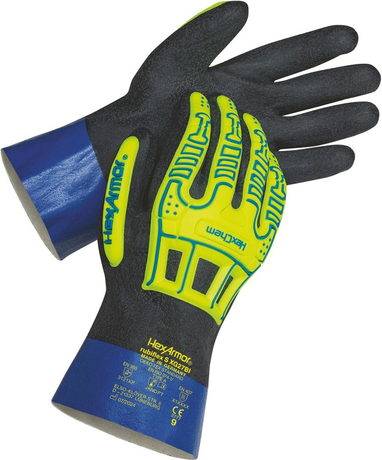 Hexarmor Schutzhandschuhe Rubiflex S XG27BI 60708 Schwarz, Gelb, Blau 6 Paar-8