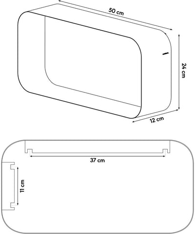 Sealskin Brix - Wandwürfel Wandelement Wandregal - 12x50x24 cm - Metall - Schwarz