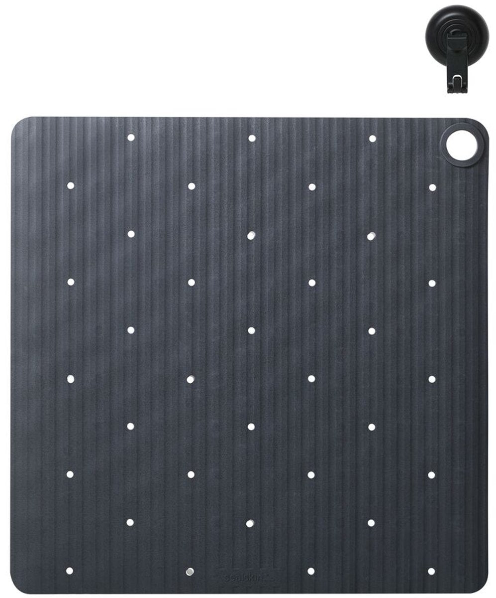 Sealskin Ribb - rutschfeste Duschmatte 55x55 cm - Anthrazit - inklusive schwarzem Haken