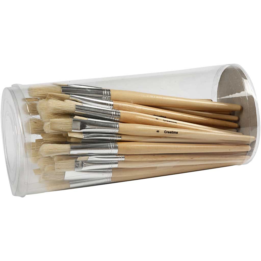 Creativ Company Nature Line Pinsel, Größe 1+2+3+4+5+6+7+8+9+10, L: 19,5-23 cm, B: 4-17 mm, flach, rund, 80 Stück 1 Box