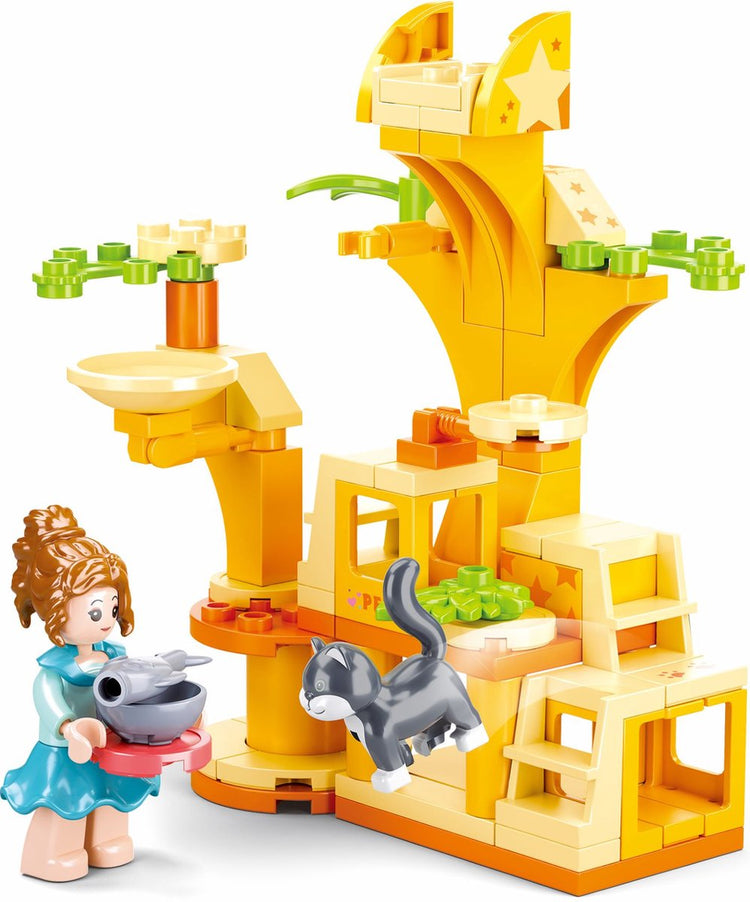 Sluban Girls Dream Cats Spielplatz Bauspielzeug für Kinder ab 6 Jahren – Konstruktionsspielzeug Modellbau Tierspielset – Baukasten mit 81 Bausteinen und 1 Minifigur – M38-B0970D