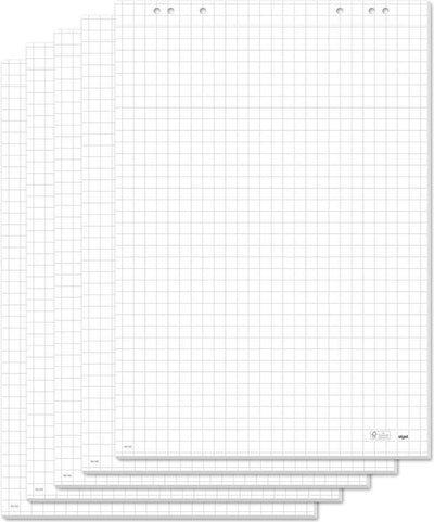 Sigel Flipchartblock meet up – 80g 68x98cm kariert, 5 Sets à 20 Blatt mit Perforation – si-mu165