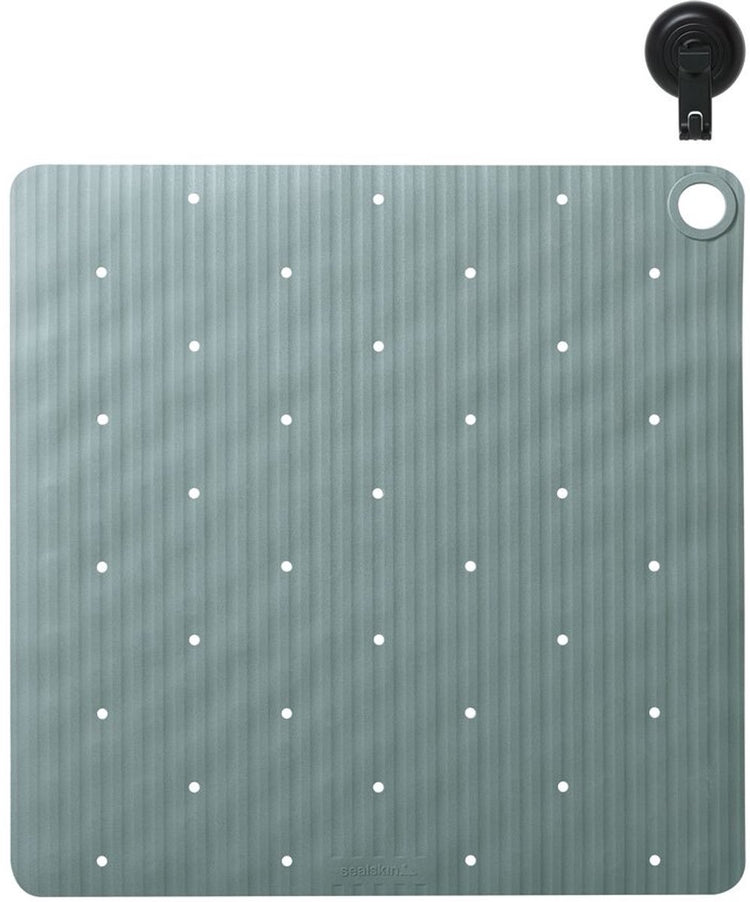 Sealskin ribb - rutschfeste Duschmatte 55x55 cm - grün - inklusive schwarzem Haken