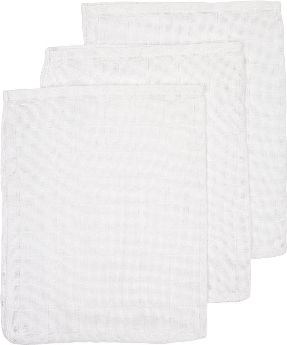 Meyco Baby-Uni-Waschlappen – 3er-Pack – hydrophil – weiß – 20 x 17 cm