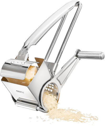 Gefu Käsemühle Queso 19,5 cm – Trommelreibe – Edelstahl – für Käse, Nüsse und Schokolade