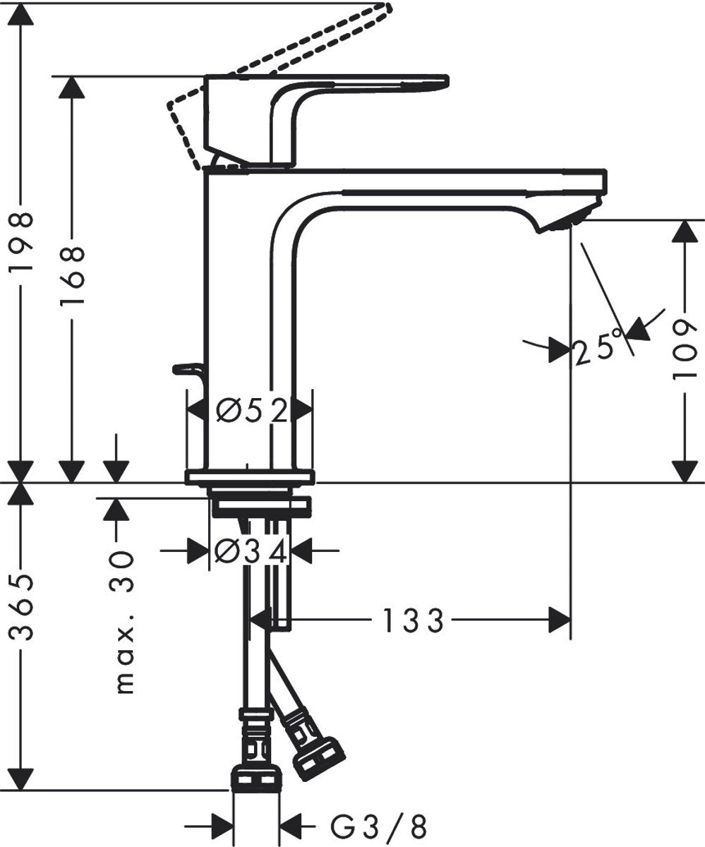 Hansgrohe rebris e – Waschtischarmatur – Einhebelbedienung – Kaltstart energiesparend – ohne Ablaufgarnitur – 110 mm Größe – Chrom