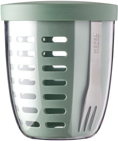 Mepal - Ellipse Obst-Gemüsetopf - 600 ml - inkl. Gabel - nordischer Salbei