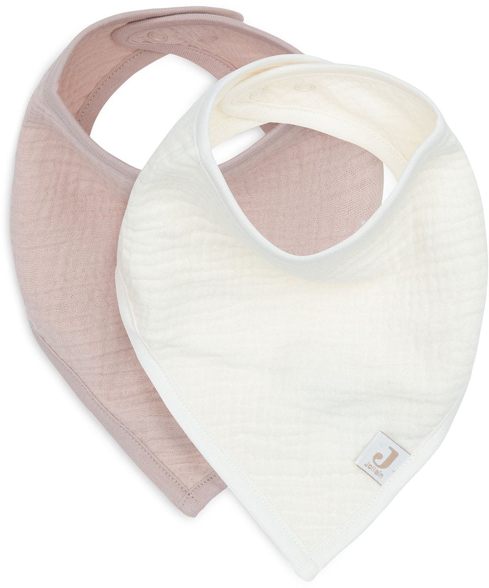 Jollein Baby-Lätzchen-Bandana – hydrophil – Baby-Lätzchen – 2 Stück – Wildrose Haferflocken