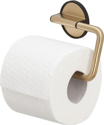 Tiger Tune - Toilettenpapierhalter ohne Klappe - Toilettenpapierhalter - ohne Bohren - selbstklebendes 3m-Klebeband - Gold gebürstet schwarz