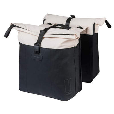 Basil Doppeltasche Vive Mik 28–35 l, gebrochenes Weiß, Schwarz