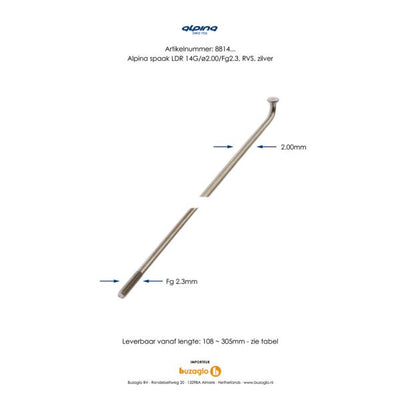 Alpina Spaak 14x296 Edelstahl pro Grus ohne Brustwarzen