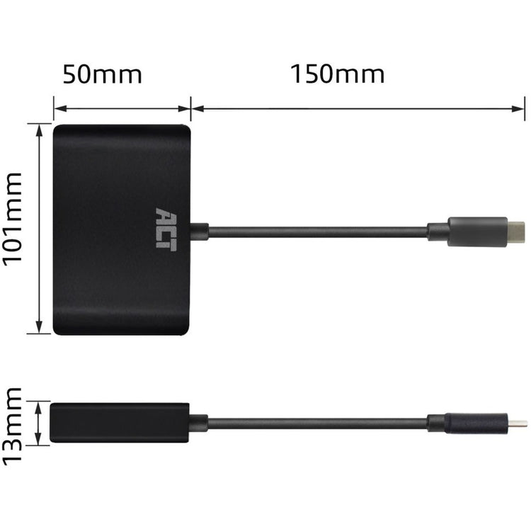 ACT-Konnektivität USB-C zu HDMI oder VGA Multiport Adapter 4K mit ET