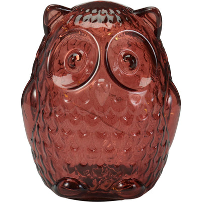 Home-Styling-Eule mit LED-Glas 15 cm
