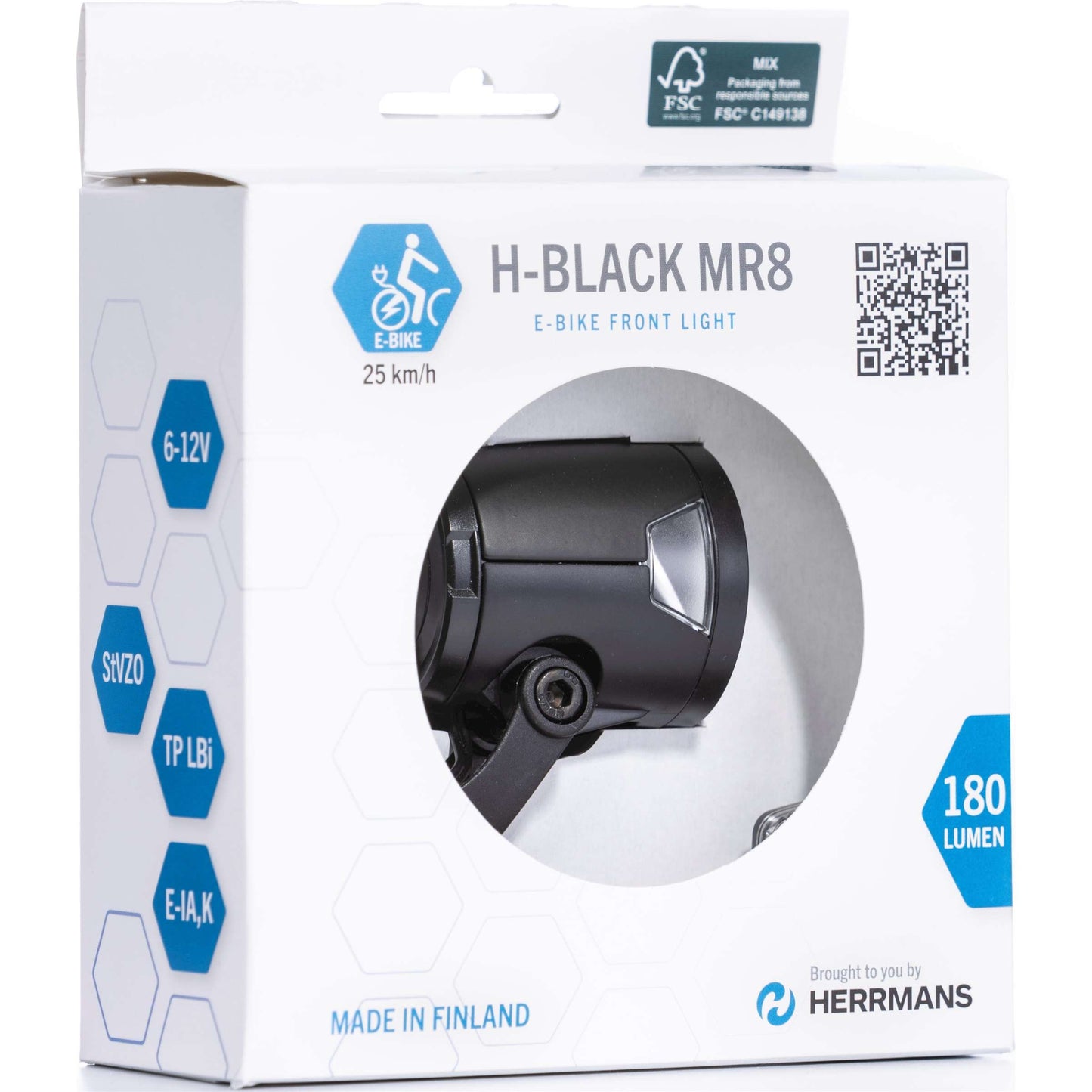 Scheinwerfer Hrmans H -Black MR8 E 6-12 Volt - mit Halter - 180 Lumen