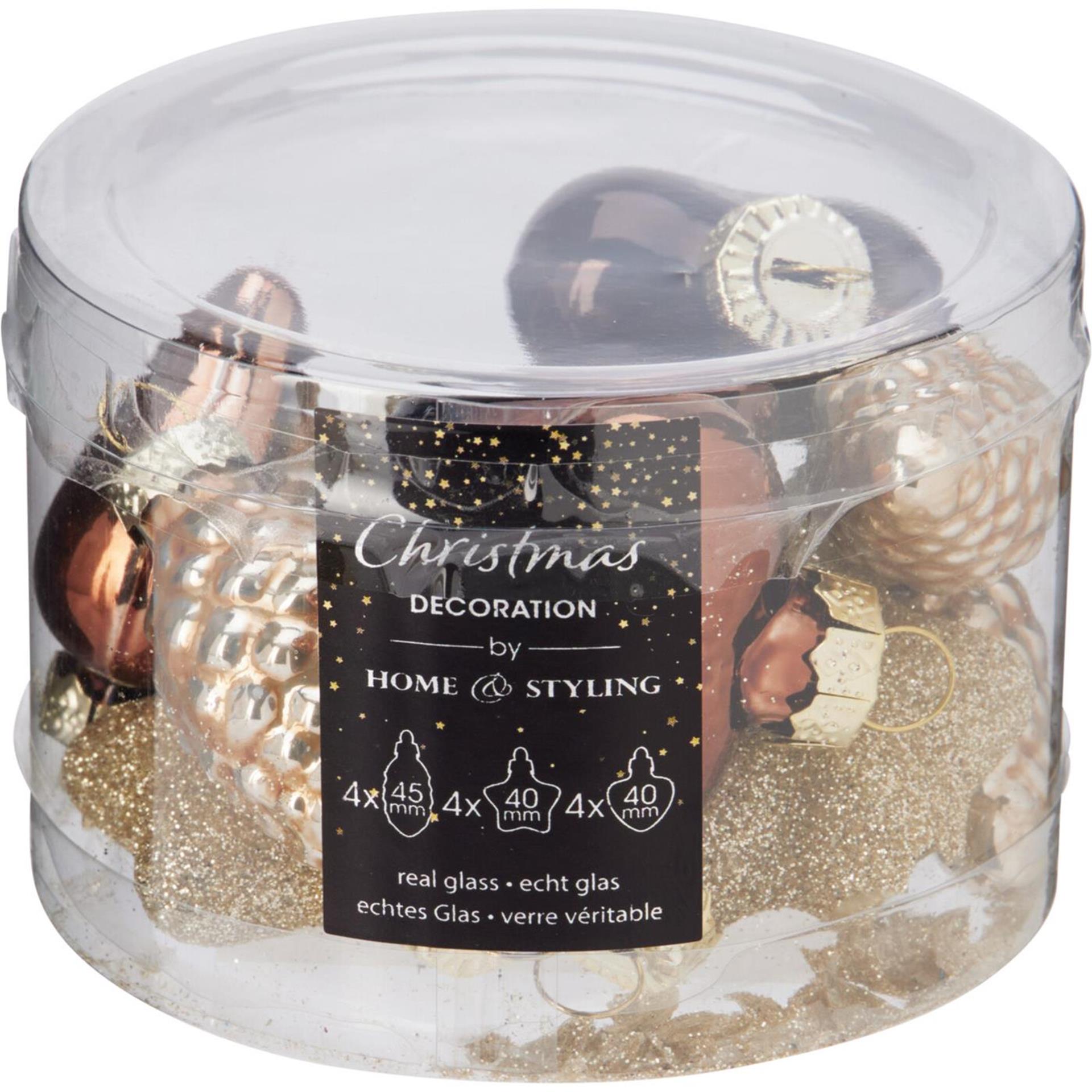 Weihnachtsanhänger aus Bernstein-Mix-Glas, 12-tlg