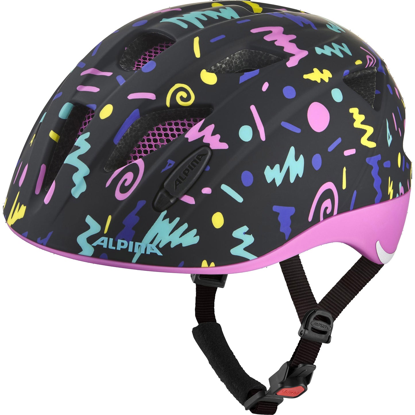 Olympiasportbekleidung Alpina Sports Kinderhelm Ximo Flash Schwarz-Konfetti 47-51 matt