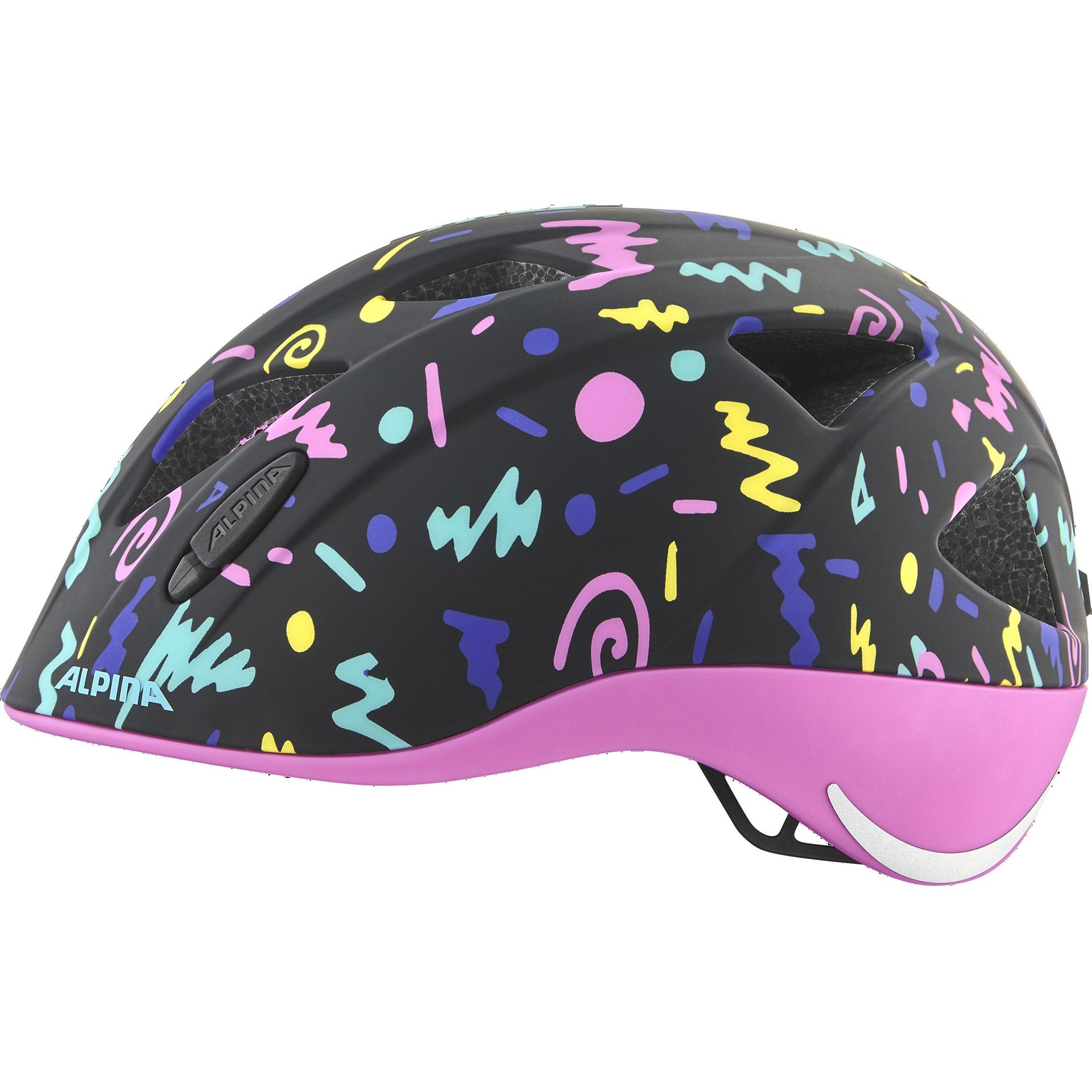 Olympiasportbekleidung Alpina Sports Kinderhelm Ximo Flash Schwarz-Konfetti 47-51 matt