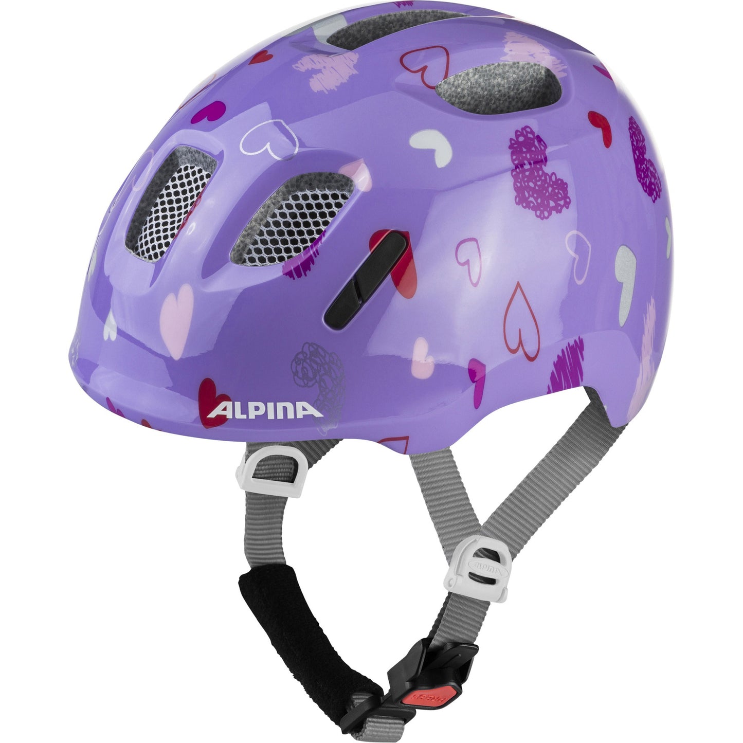 Olympiasportbekleidung Alpina Sports Kinderhelm Ximo 2 Lila Herzen 45-49 Glanz