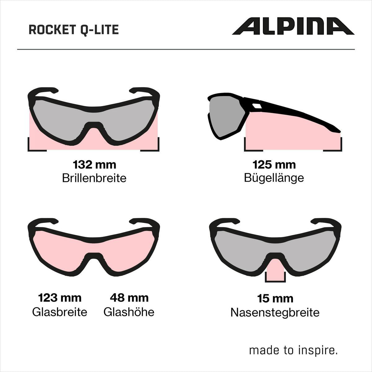 Olympiasportbekleidung Alpina Sports Sportbrille Rocket Q-Lite Mattgrau