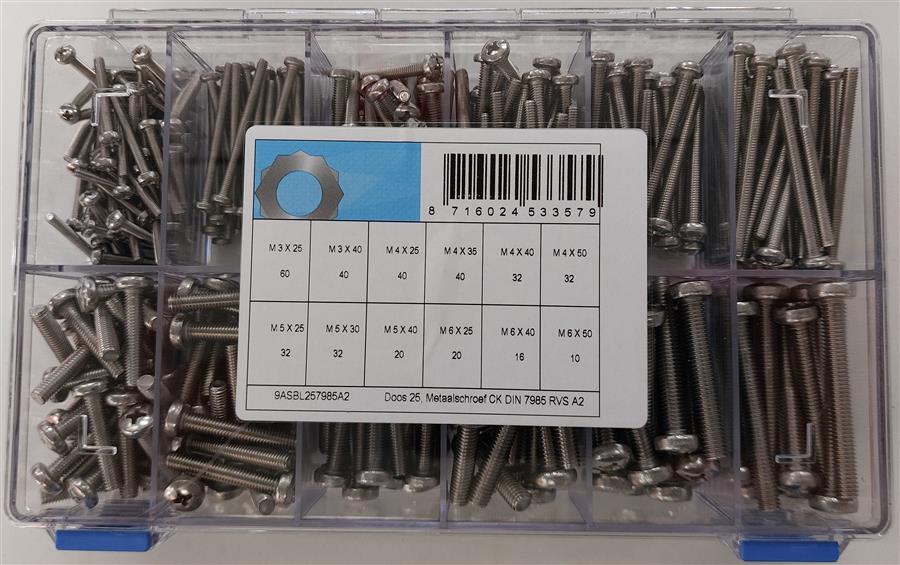 Sortiment an Metallschrauben D7985 Edelstahl A2