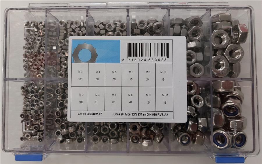 Sortiment Muttern D934+D985 Edelstahl A2