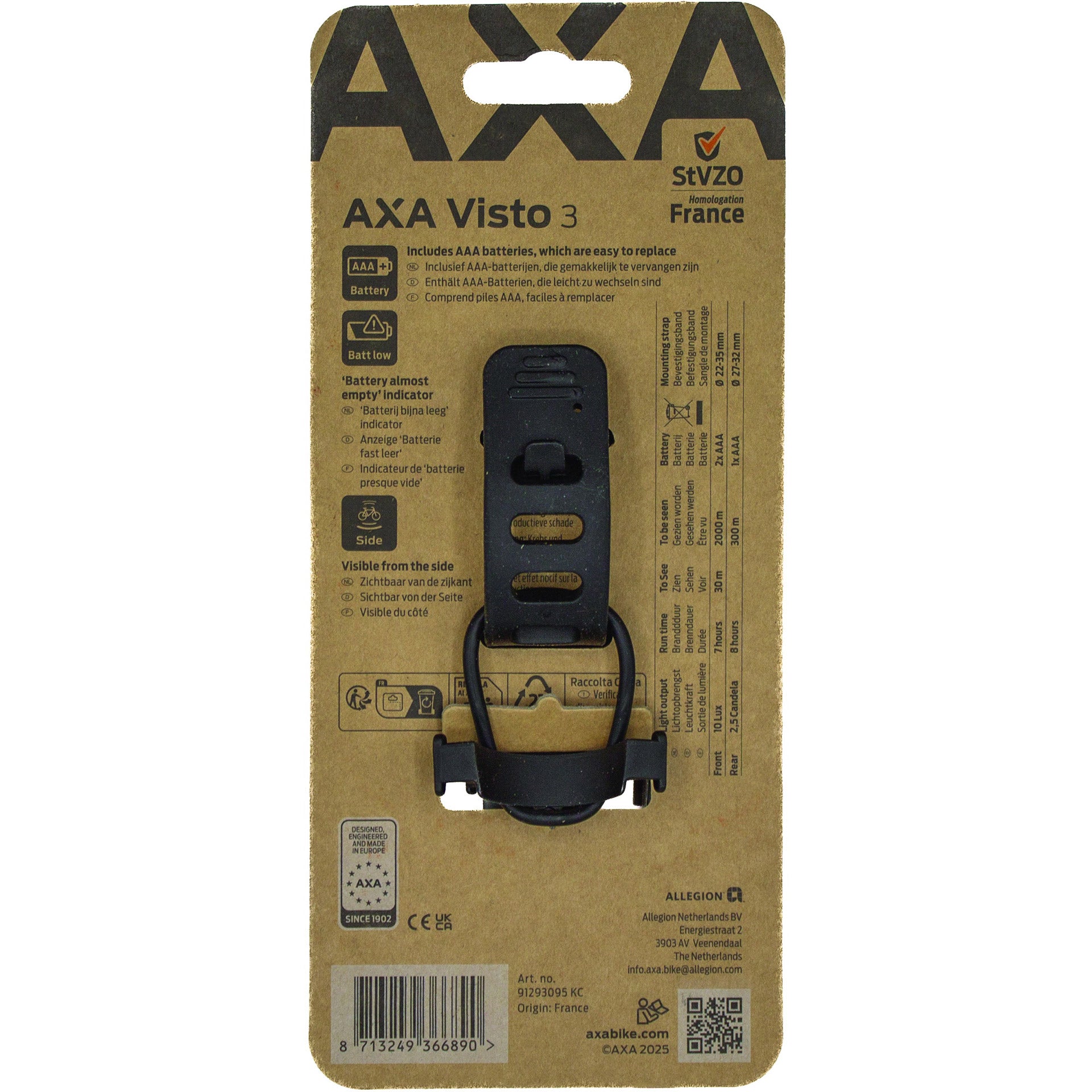 Axa Beleuchtungsset Visto 3 Akku