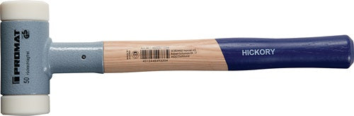 Promat tecwerk Kunststoffhammer | Länge 380 mm | Überschrift d. 45mm | Hickory | rückstoßfrei | hart | Nylon | weiß - 4000811617