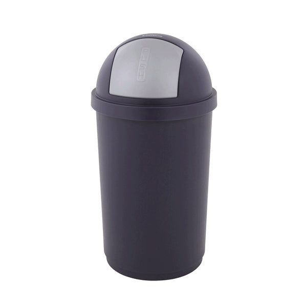 Abfalleimer mit Druckdeckel blau silber (45 Liter)