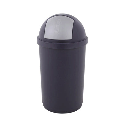 Abfalleimer mit Druckdeckel blau silber (45 Liter)