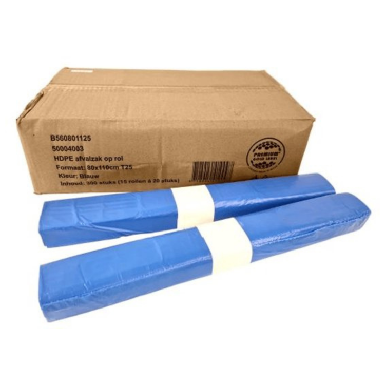 Abfallbeutel blau 80x110cm T25 (15x 20 Stück)