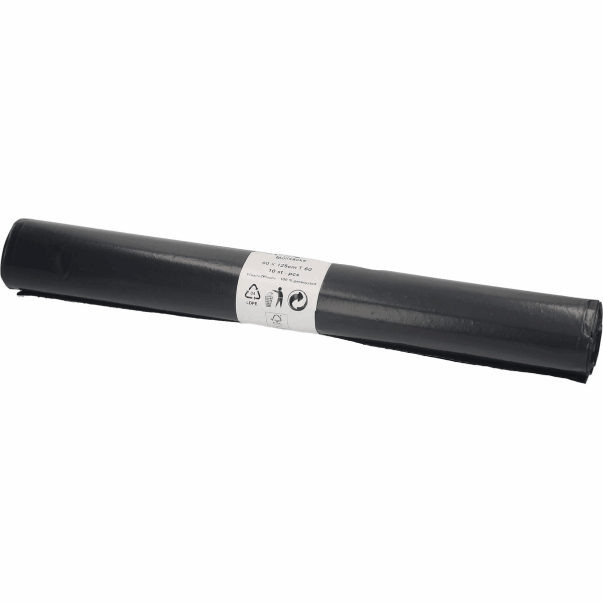 Abfallbeutel schwarz 90x125 cm T60 Rolle (10 Stück)