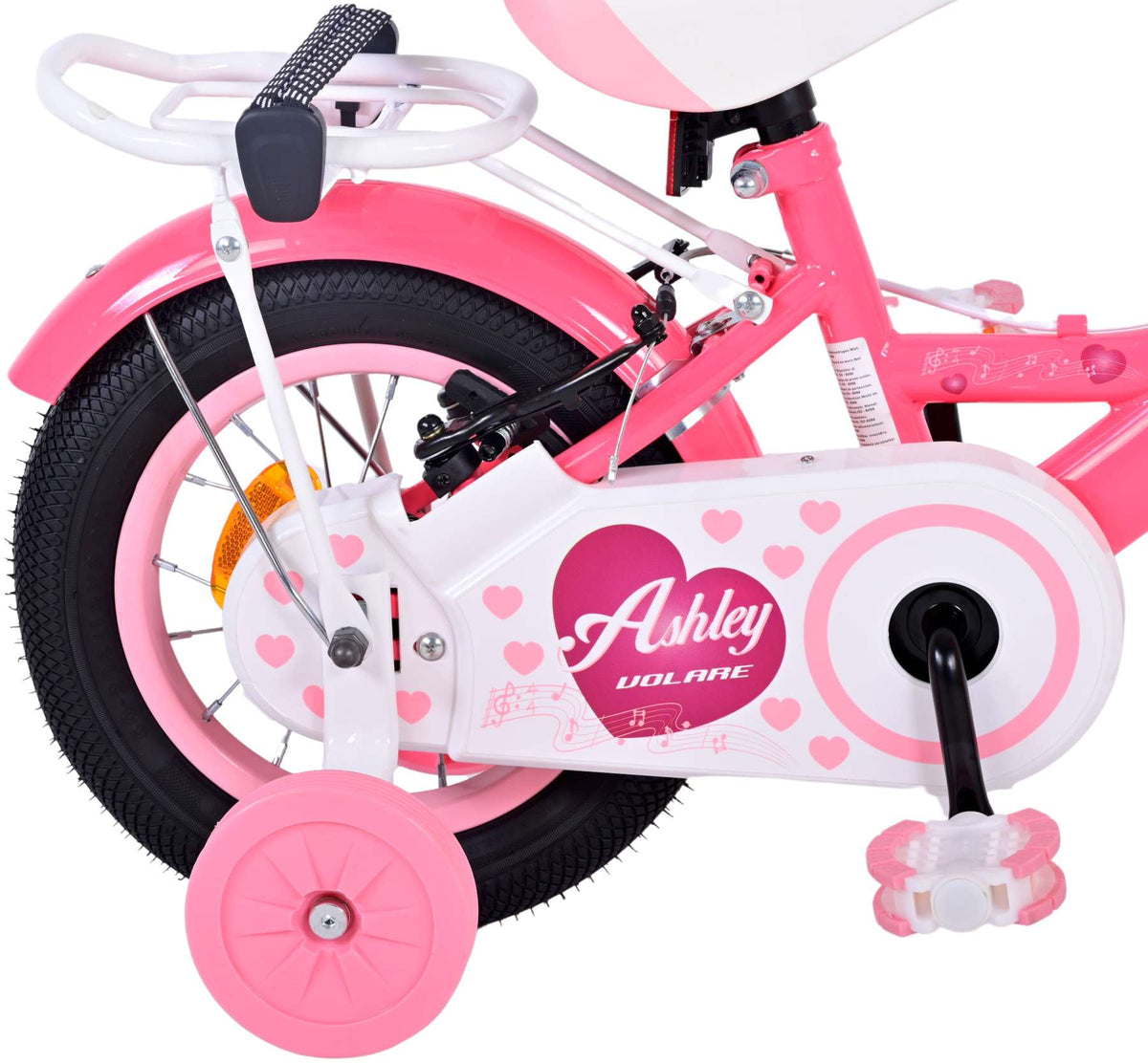 Volare Ashley Children's Bicycle - Mädchen - 12 Zoll - Pink Red - Zwei Handbremsen