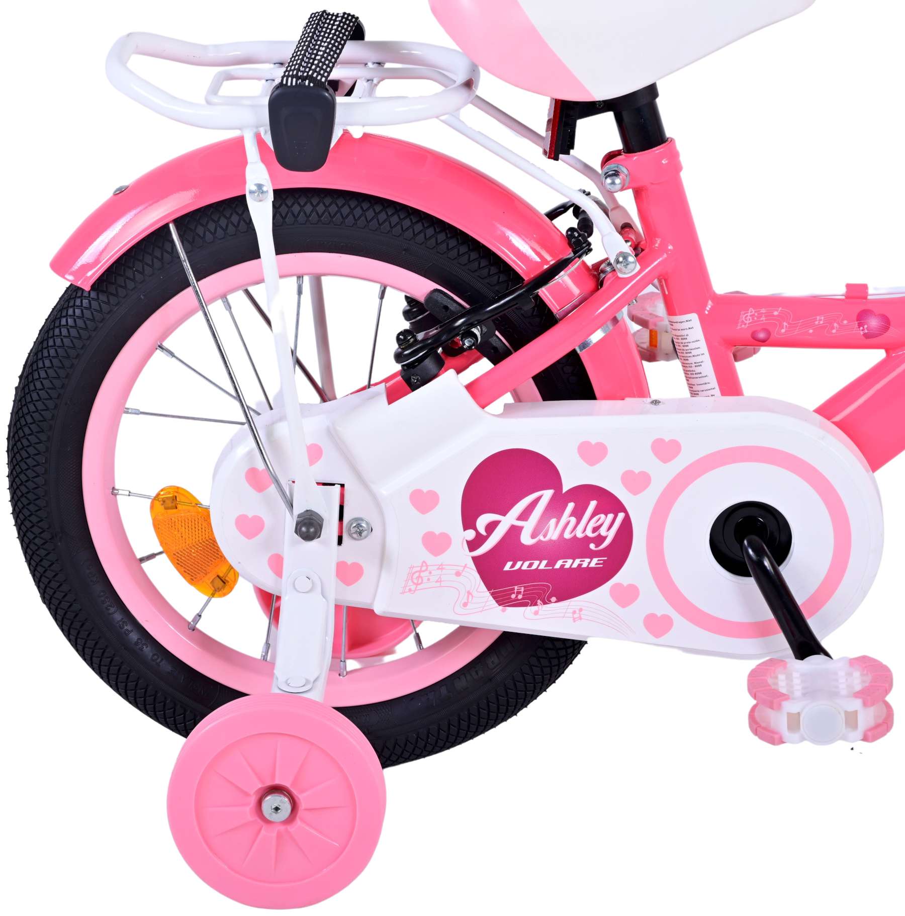 Volare Ashley Children's Bicycle - Mädchen - 14 Zoll - Pink Red - Zwei Handbremsen