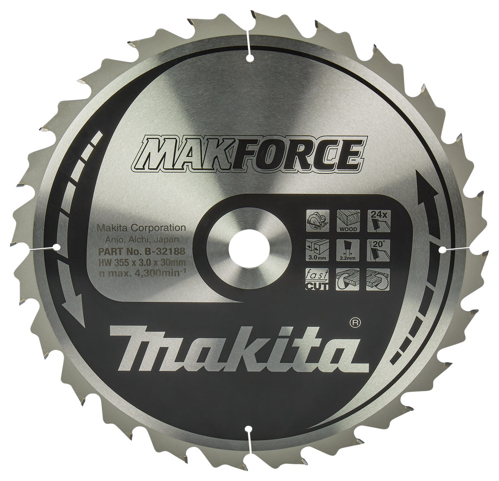 Makita Zubehör Kreissägeblatt Holz 355x30x3,0 24t 20g - B-32188