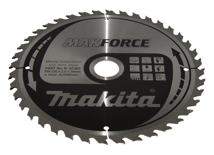 Makita sägeblatt holz 235x30x2,6 40t 20g - b-32362