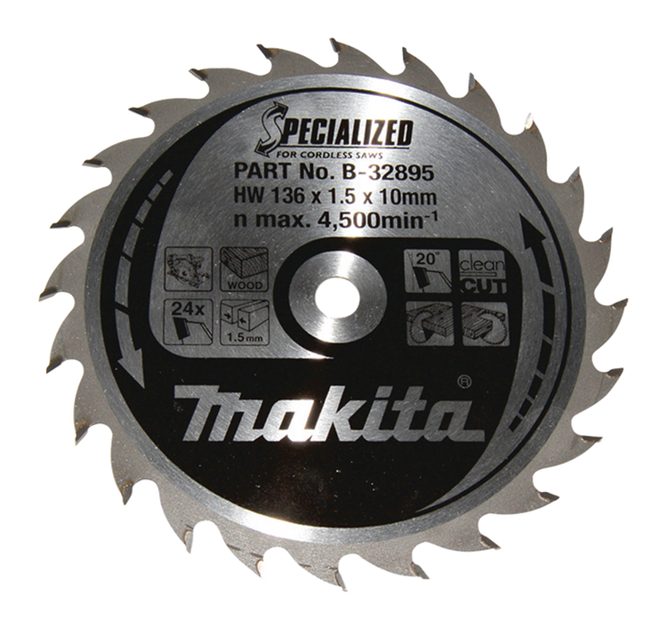 Makita Sägeblatt Holz 136x10x1,5 24t 20g - B-32895