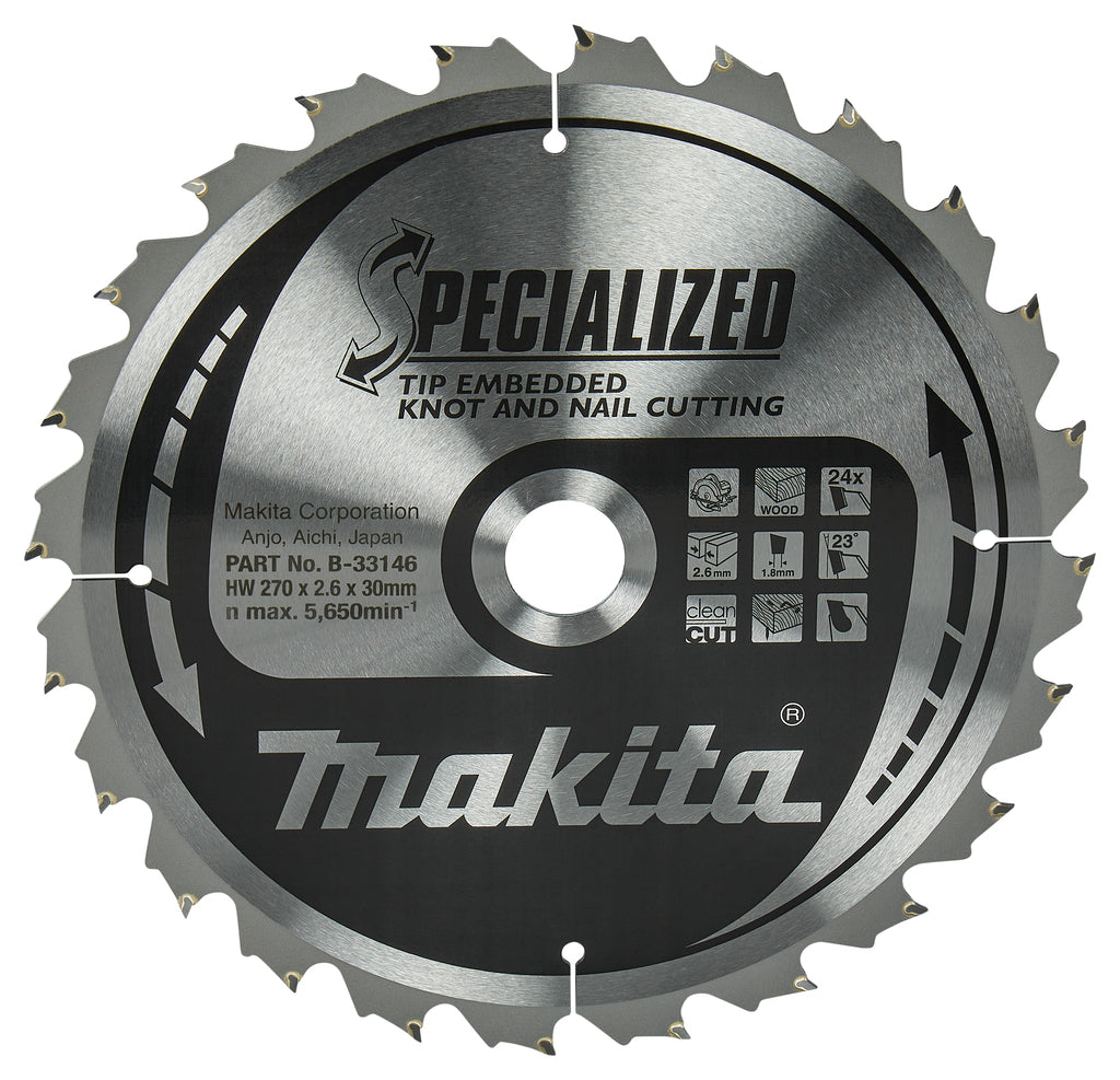 Makita Zubehör Kreissägeblatt | Holz | Spitze 270x30x2,6 24t 23g - b-33146