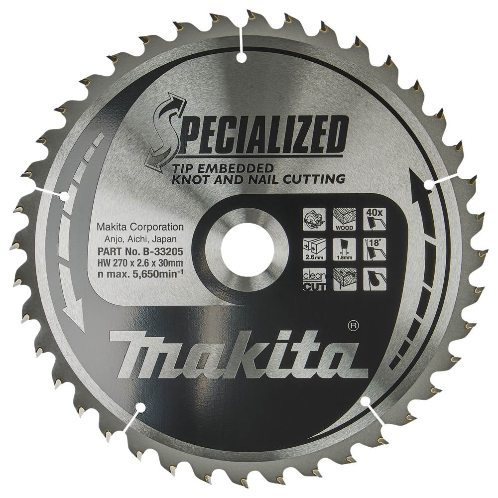 Makita Sägeblattspitze 270 x 30 x 2,6 40 Zähne 18 g – B-33205