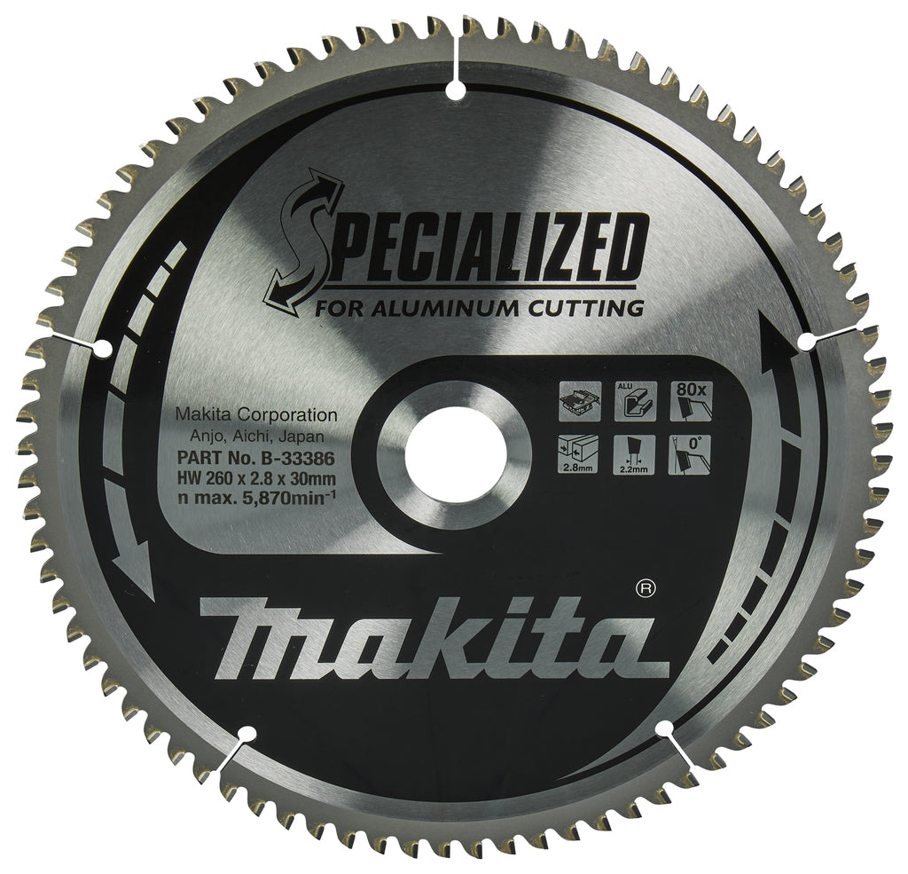 Makita Zubehör Tischkreissägeblatt Aluminium 260x30x2,8 80t 0g - B-33386