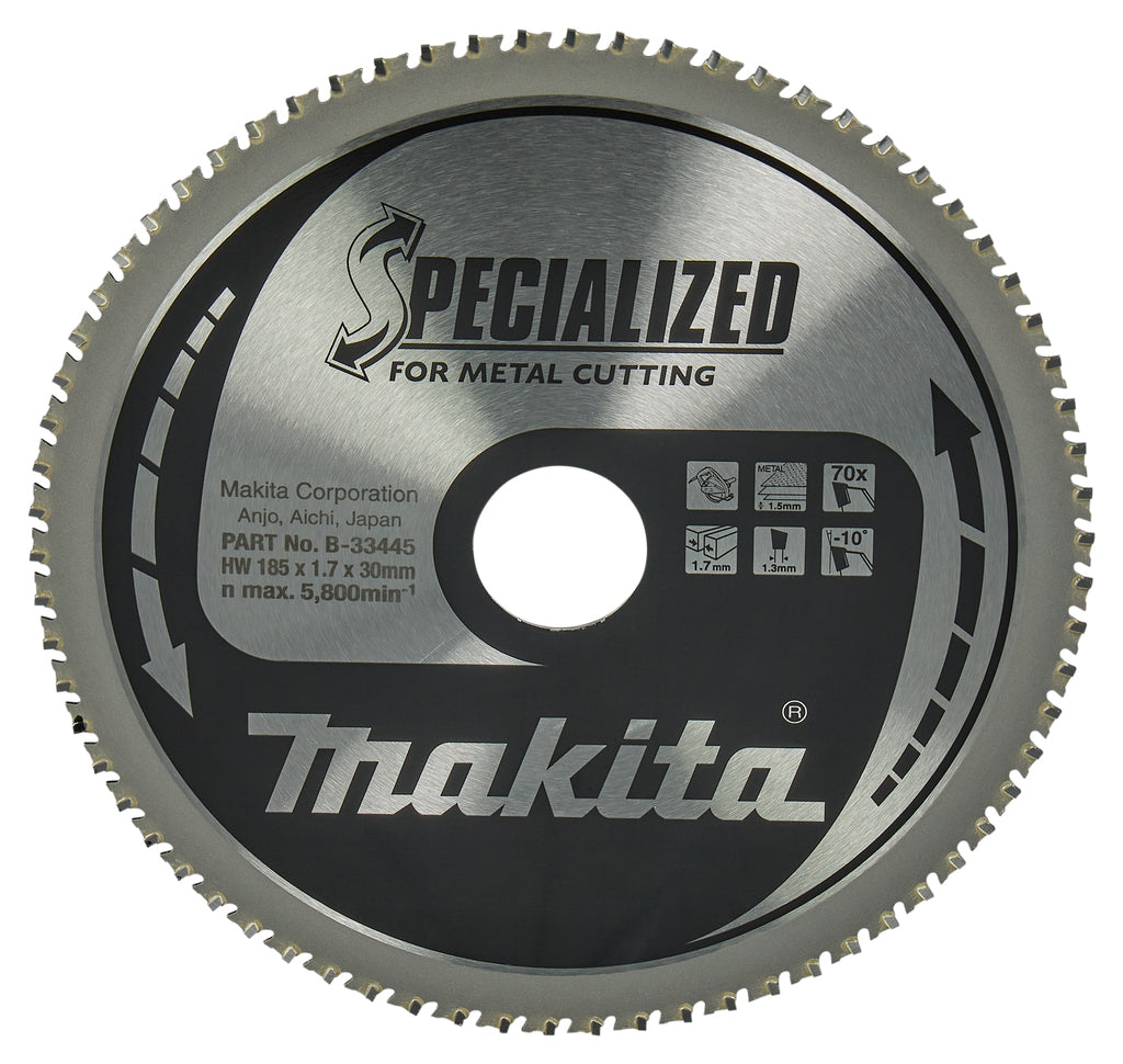 Makita Zubehör Kreissägeblatt | dünnes Stahlblech | 185x30x1,7 70t -10g - b-33445