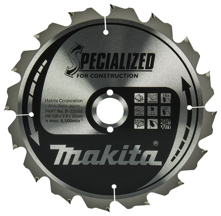 Makita Zubehör Kreissägeblatt | Holz | 235x30x3 16t 20g - b-33560