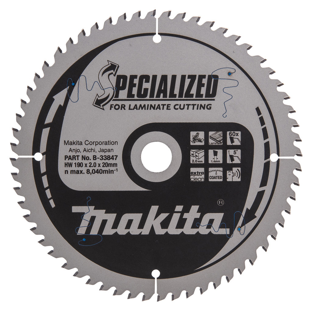 Makita Zubehör Kappsägeblatt | Melamin | 190x20x2,0 60t 20g - b-33847