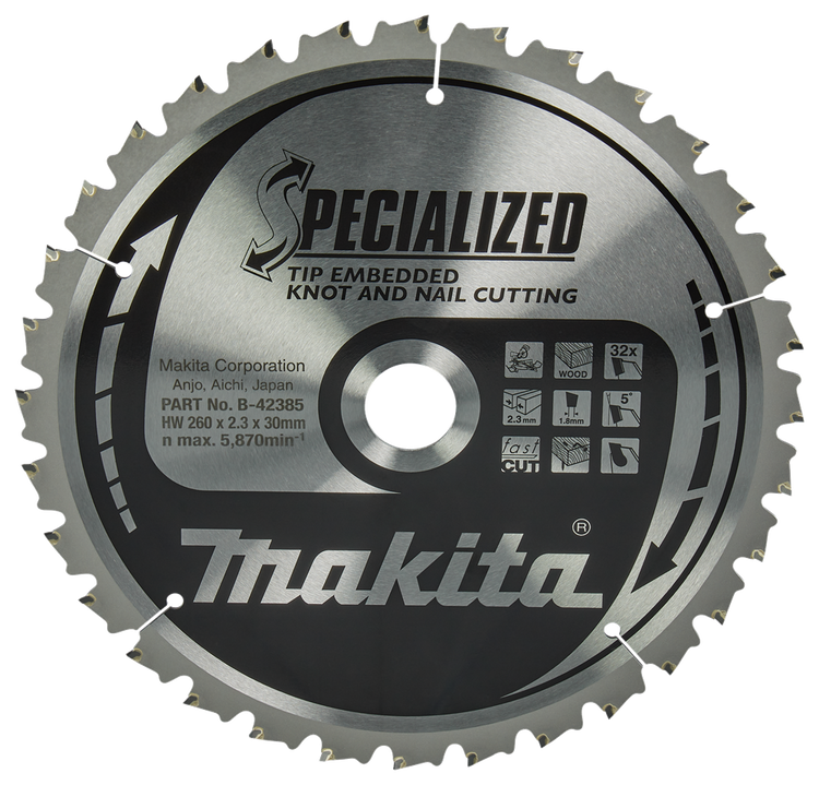 Makita Sägeblattspitze 260 x 30 x 2,3 32 Zähne 5 g – B-42385