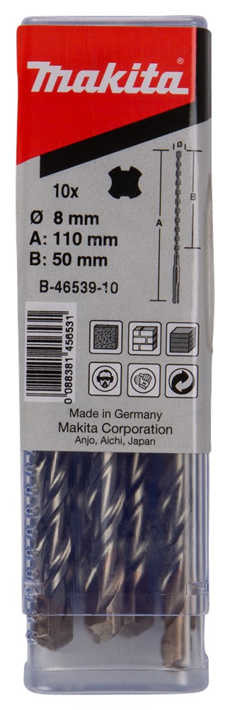 Makita-Zubehör p2s:sds-plus Bohrer 8 x 110 mm 10 Stück – B-46539-10