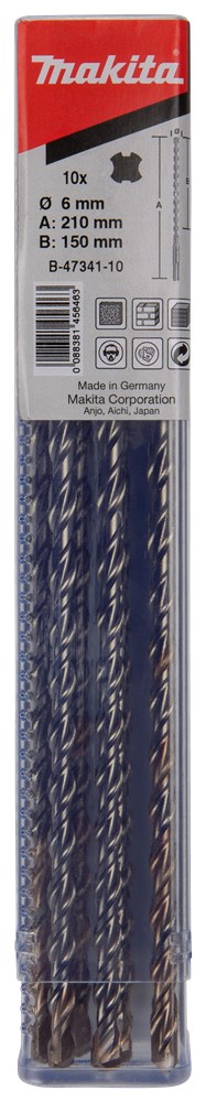 Makita-Zubehör p2s:sds-plus Bohrer 6 x 210 mm 10 Stück – B-47341-10