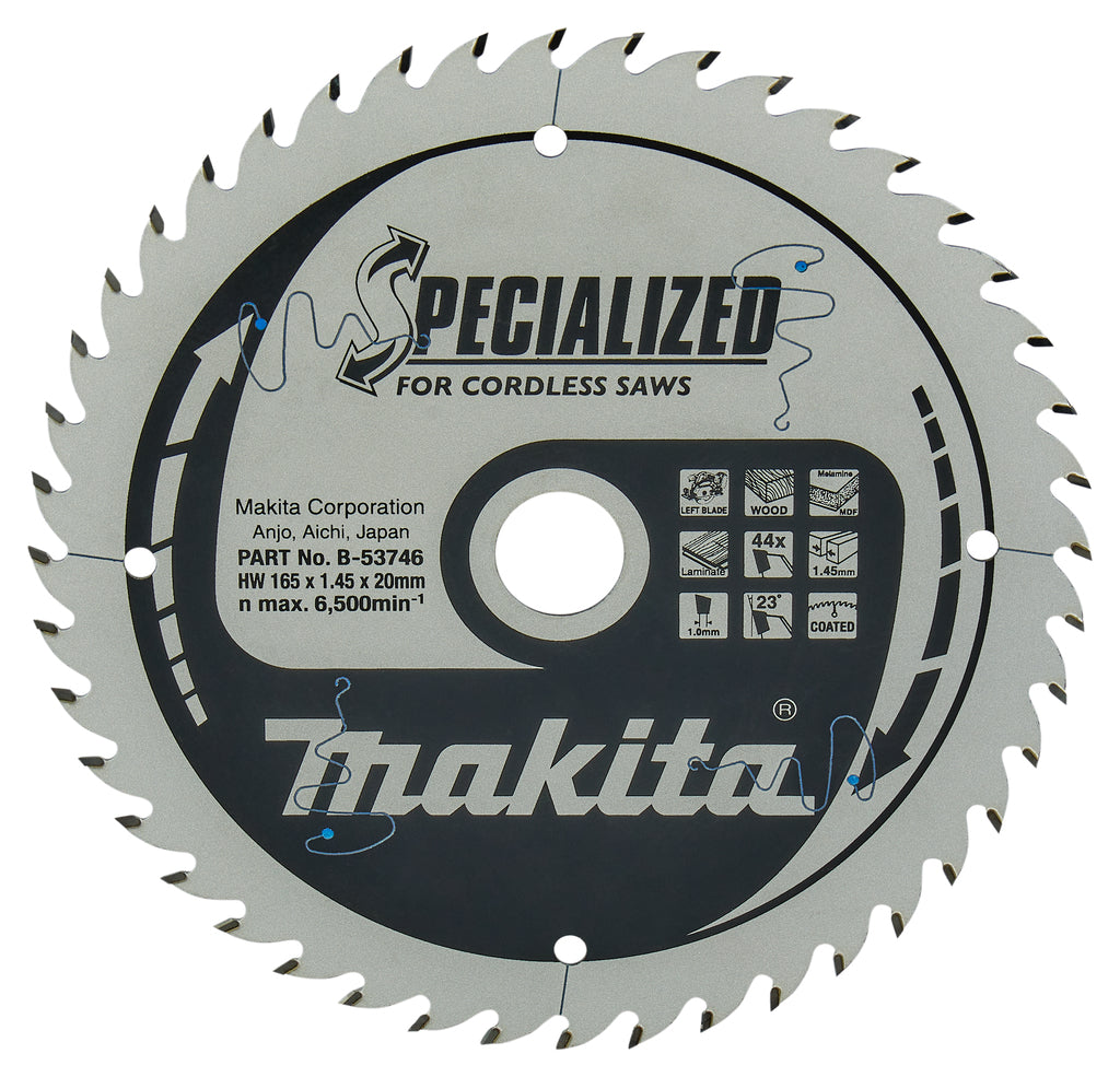 Makita Zubehör Kreissägeblatt | Melamin| 165x20x1,45 44t 23g - b-53746