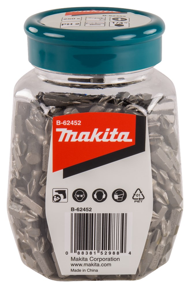 Makita Zubehör Schraubenbit PH2x25mm Topf 250 Stück – B-62452 – B-62452