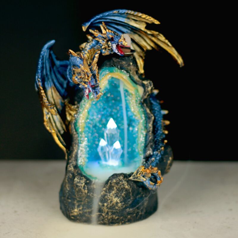 Drache mit Crystal Cave LED -Rückfluss Weihrauchhalter